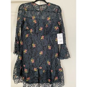 BNWT Zara Lace Dress with Floral Embroidery
